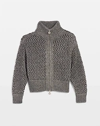 Open Stitch Zip-Up Cardigan