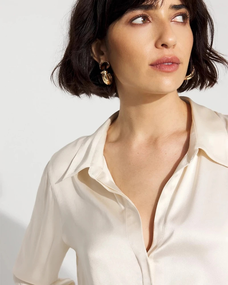 Satin Tuxedo Cuff Shirt