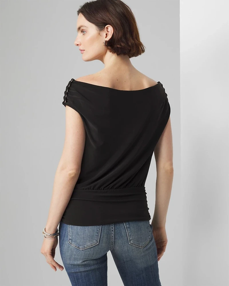 Matte Jersey At-the-Shoulder Banded Bottom Top
