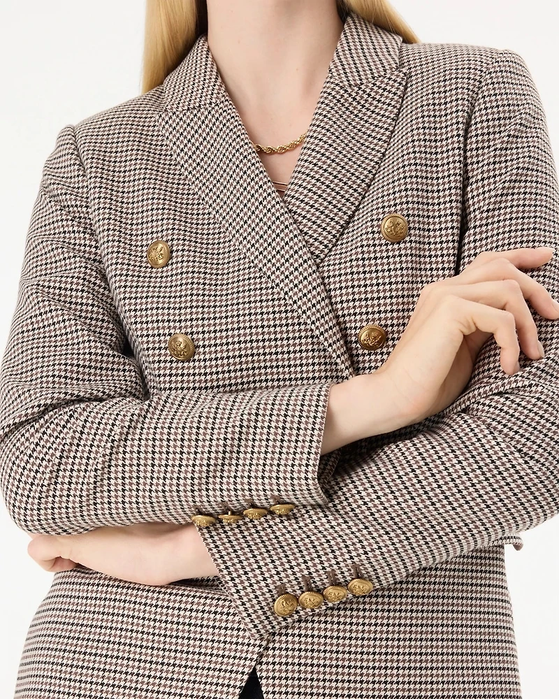 Houndstooth Double-Breasted Blazer