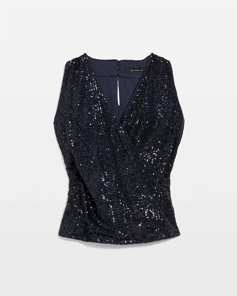 Sequin Surplice Sleeveless Top