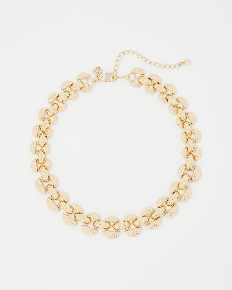 Quilted Metal Statement Necklace