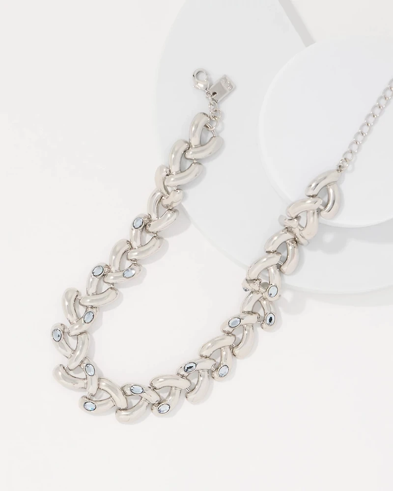 Denim Blue Glass Stone Necklace