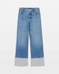 Blocked Hem High-Rise Wide Leg Jean