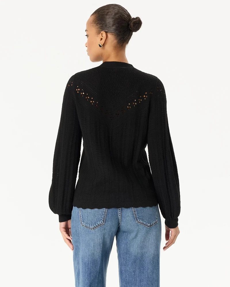 Mock Neck Long Sleeve Pullover Sweater