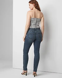 Petite Mid-Rise Everyday Soft Denim Studded Girlfriend Jeans