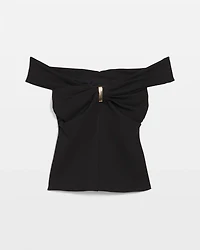 Draped Ponte Off-The-Shoulder Top