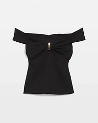 Draped Ponte Off-The-Shoulder Top