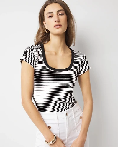WHBMFORME™ Ribbed Stretch Scoop Neck Tee