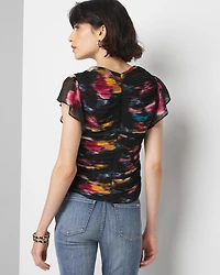 Petite Keyhole Ruched Front Shell Top