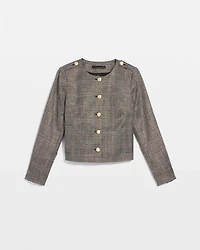 Metallic Plaid Cropped Jacket
