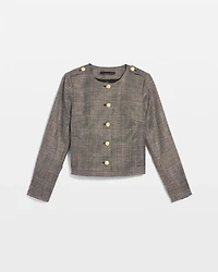 Metallic Plaid Cropped Jacket