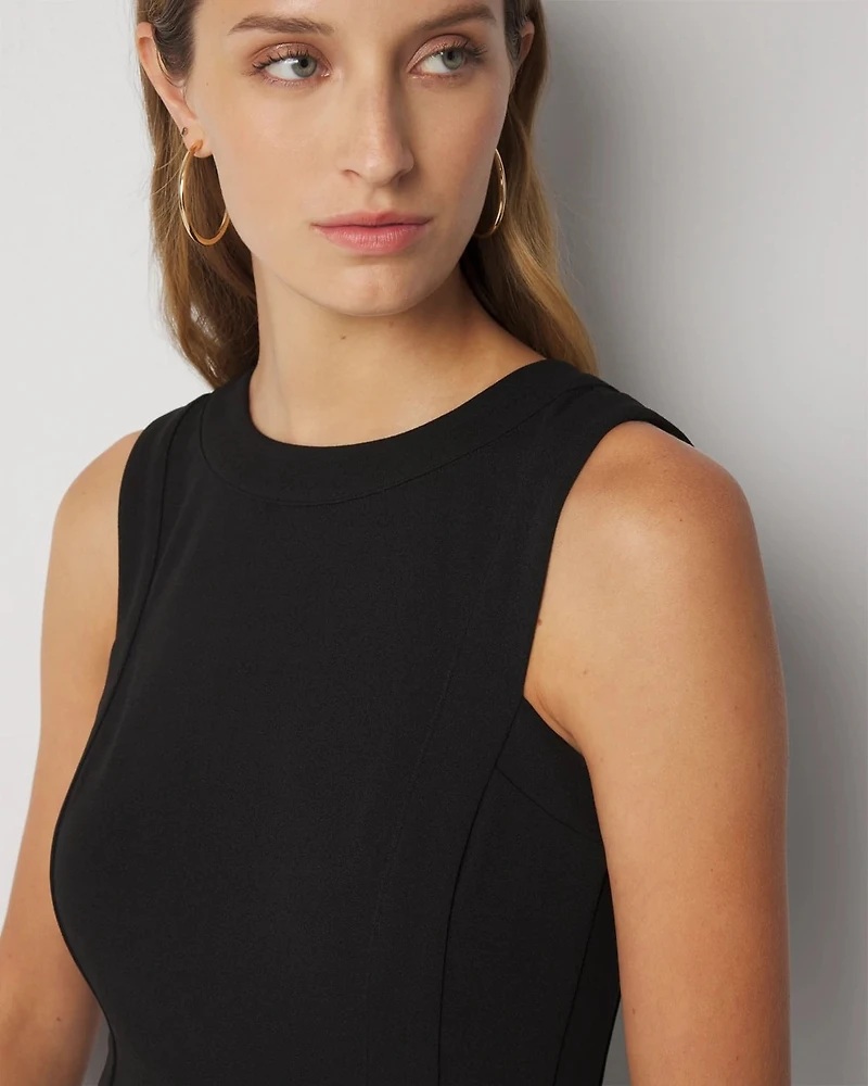 Petite Sleeveless Square Neck Crepe Jumpsuit