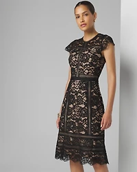 Short Sleeve Lace Fit-and-Flare Dress
