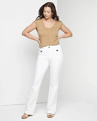 High-Rise Turnlock Skinny Flare Jeans