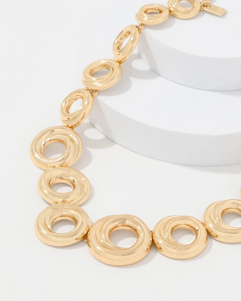 Sculptural Rings Single Strand Necklace