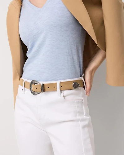 Faux Suede Denim Belt