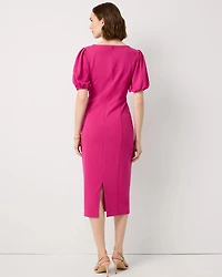 Petite Knit Crepe Sheath Midi Dress