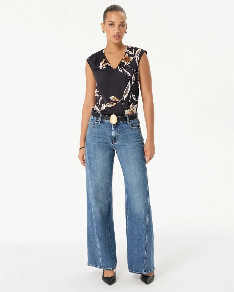 Petite High-Rise Twisted Seam Wide Leg Jeans