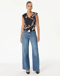 Petite High-Rise Twisted Seam Wide Leg Jeans