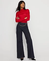 Petite Convertible Mockneck Rib Knit Top