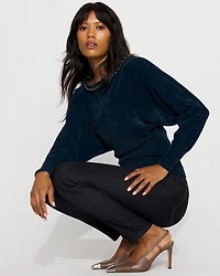 Embellished Dolman Chenille Sweater