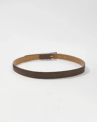 Silver Buckle Taupe Pant Belt
