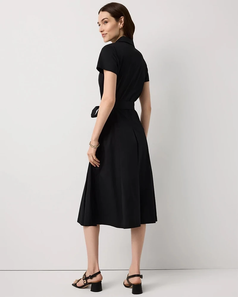 Half-Zip Poplin Shirt Dress