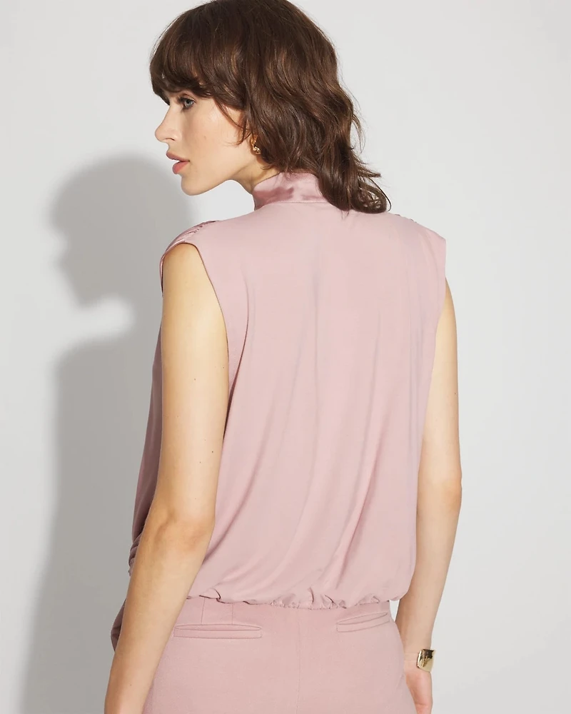Bubble Hem Tie-Neck Shell
