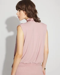 Bubble Hem Tie-Neck Shell