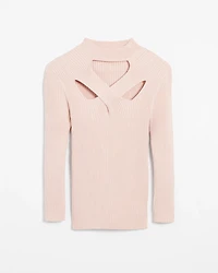 3/4 Sleeve Cutout Mockneck Pullover