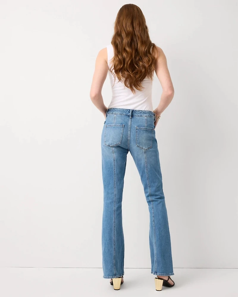 Pintuck Horsebit High Rise Flare Jean