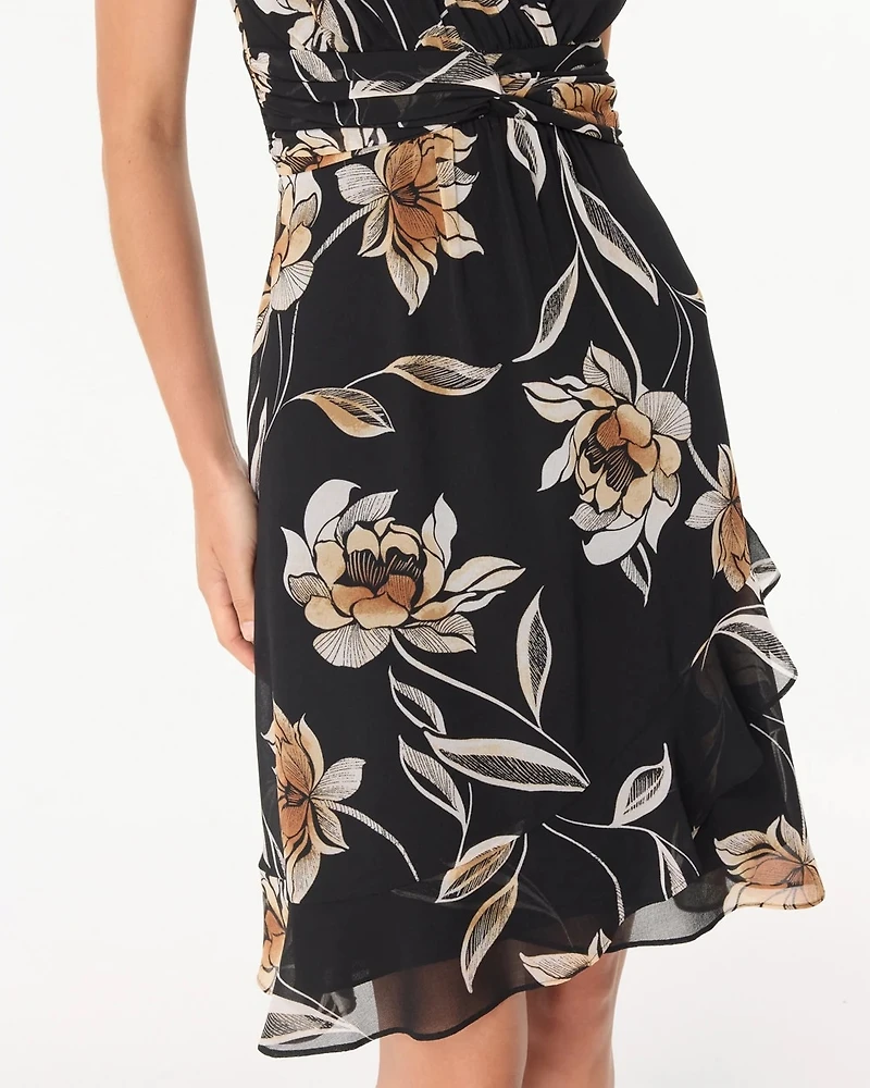 Ruched Chiffon Dress