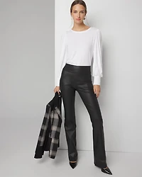 Petite Extra High-Rise Coated Pull-On Flare Jeans