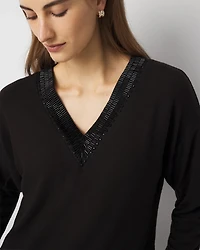 Embellished V-neck Top