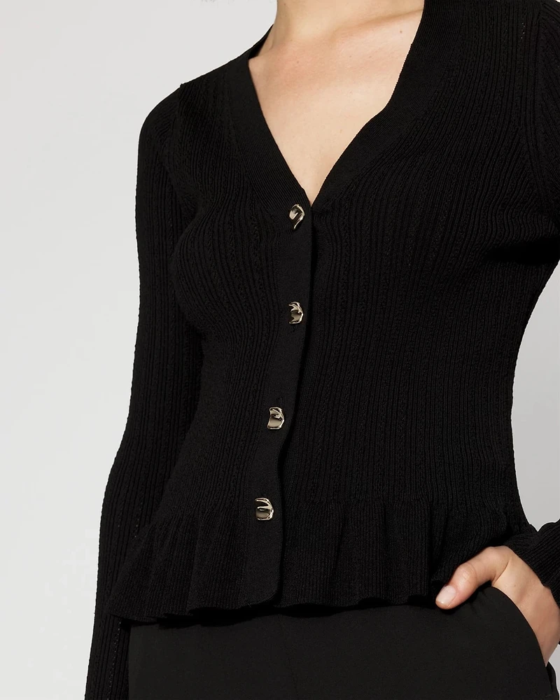 Bell Sleeve Peplum Cardigan Sweater