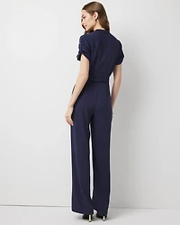 Button Front Crepe Jumpsuit