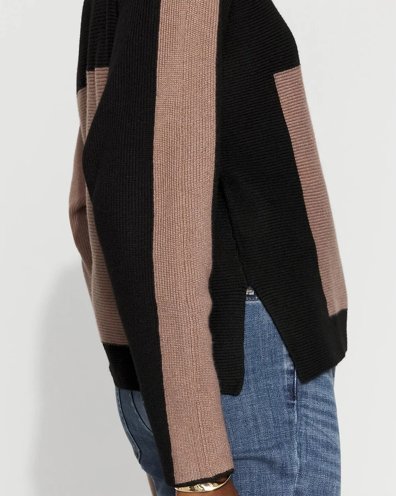 Colorblocked Asymmetric Hem Sweater