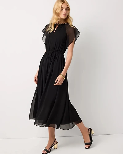 Chain + Keyhole Detail Midi Dress