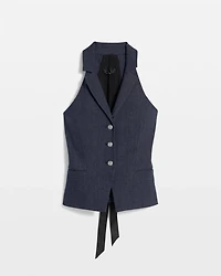 Petite Longline Halter Vest with Lace-Up Back