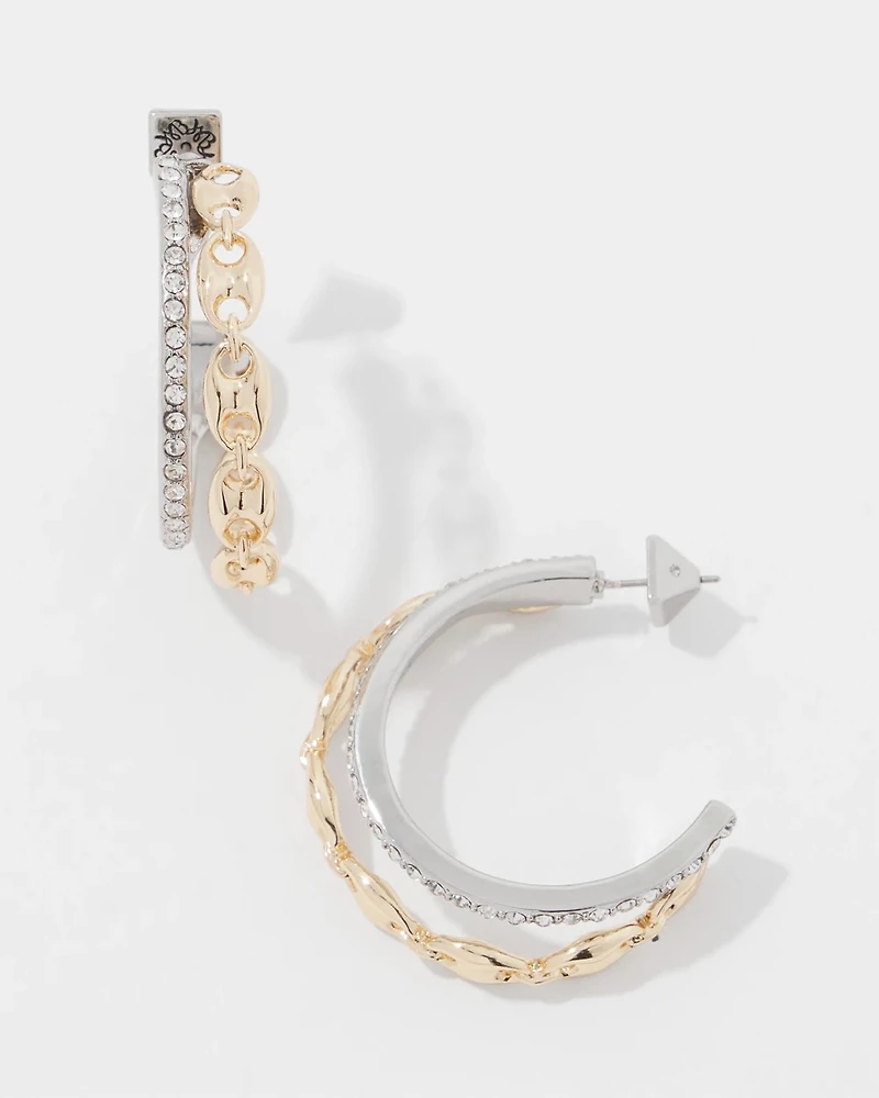 Mariner Links & Pavé Double Hoop Earrings