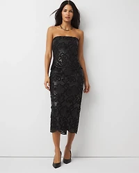 Lace Faux Leather Midi Skirt