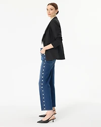 Studded High-Rise Straight Ankle Jean