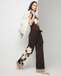 Matte Jersey Wide-Leg Embellished Hem Pant