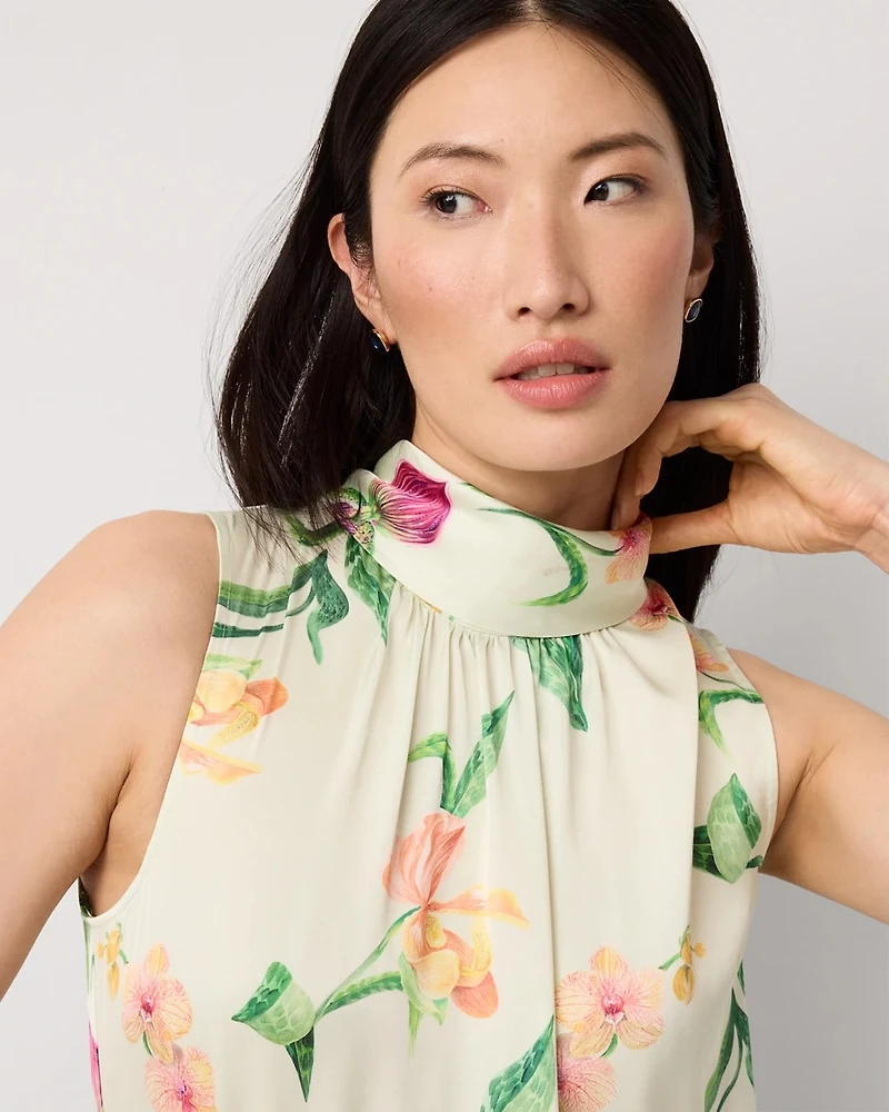 Bow Back Satin Halter Blouse
