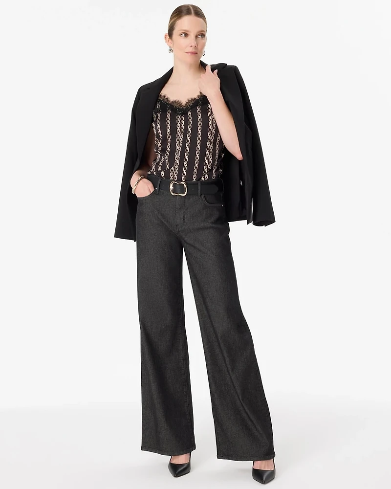 Petite Lurex High-Rise Wide Leg Ease Jean