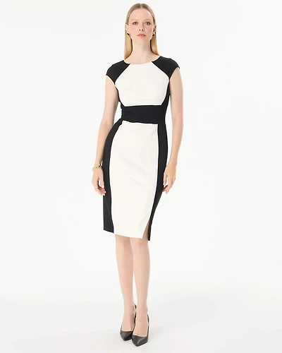 Colorblock Crew Neck Sheath Dress