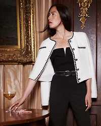 Black and White Tweed Sweater Jacket