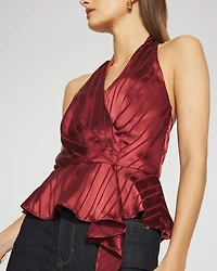 Satin Surplice Halter Top