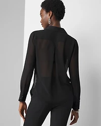 Petite Velvet & Chiffon Tuxedo Shirt